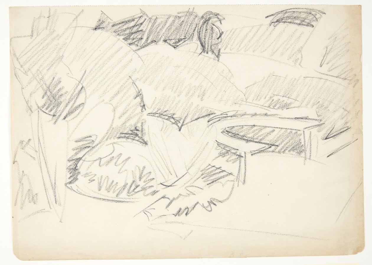 Paysage de jardin avec un banc de jardin semi-circulaire - Edvard Weie