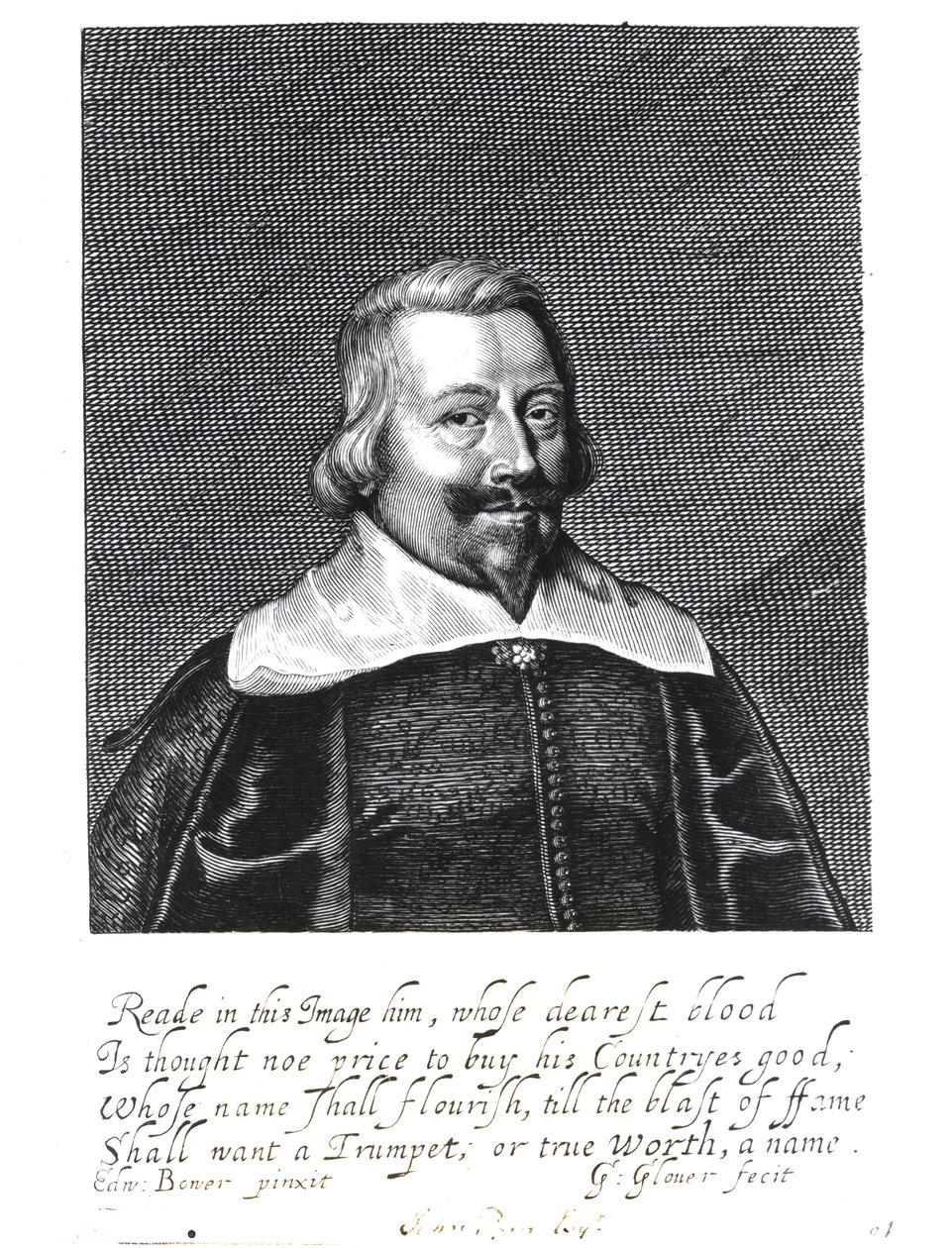 Portrait de John Pym (c.1584-1643) gravé par George Glover (1618-c.53) - Edward Bower