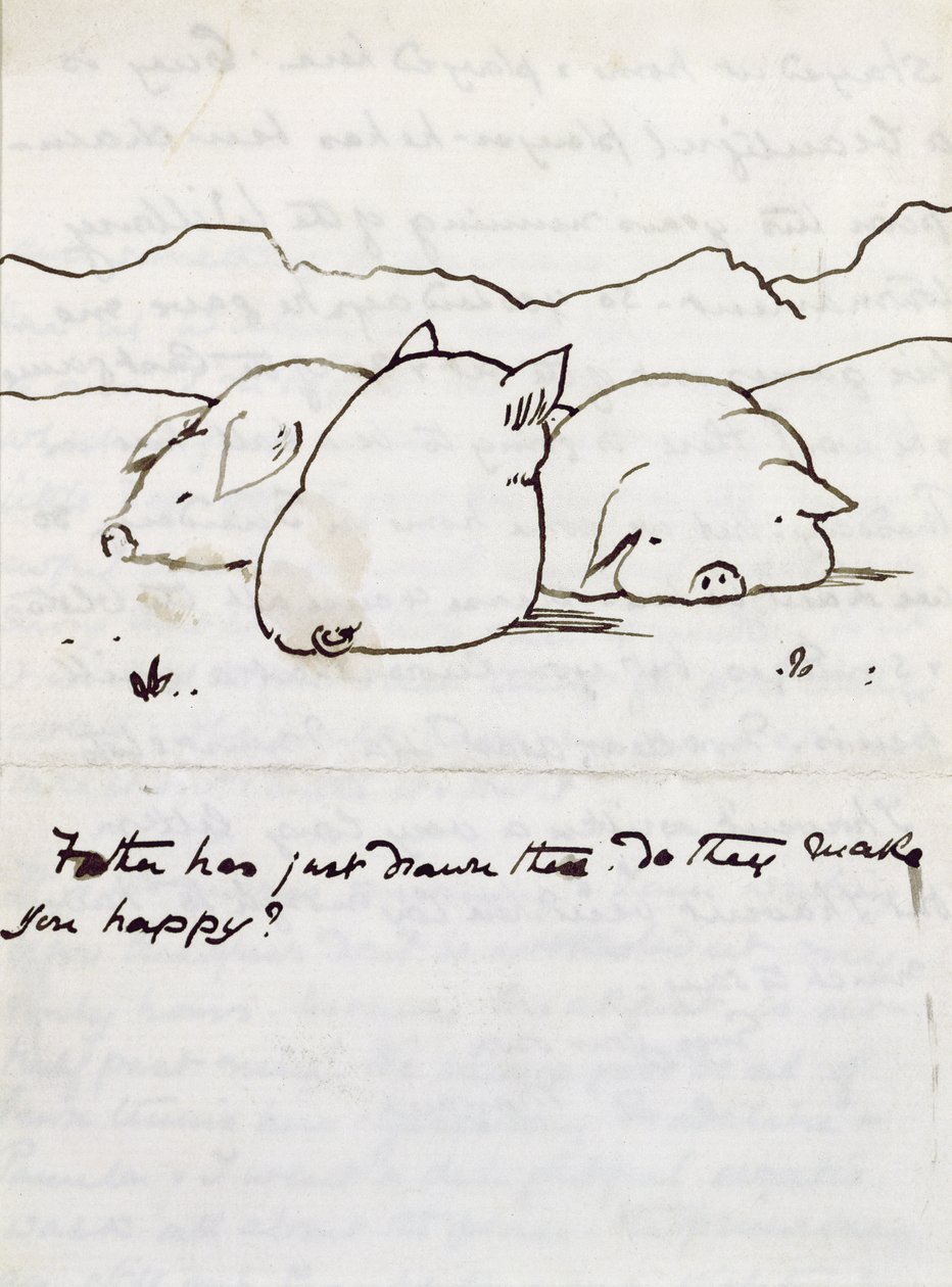 Trois petits cochons (encre sur papier) - Edward Burne Jones