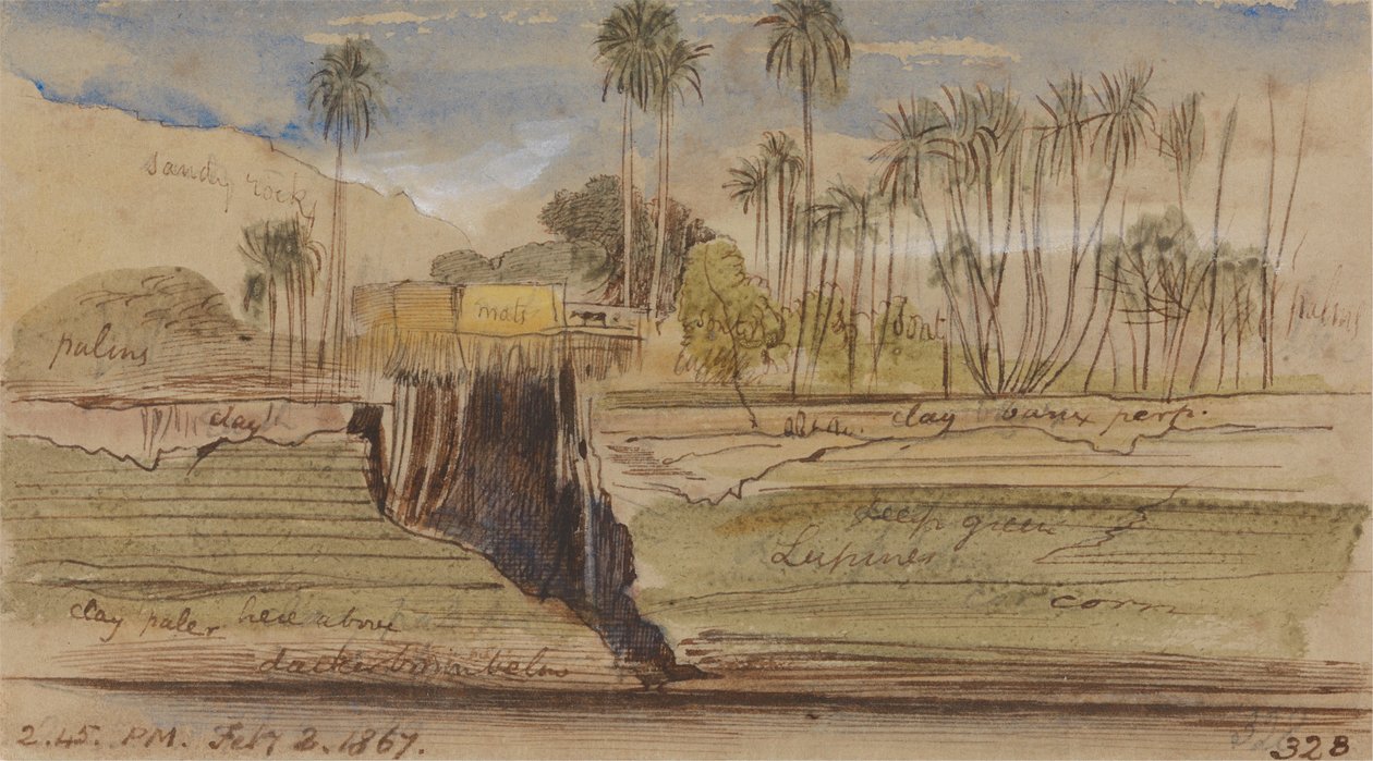 Entre Ibreem et Wady Halfeh, 2 février 1867, 14h45 - Edward Lear