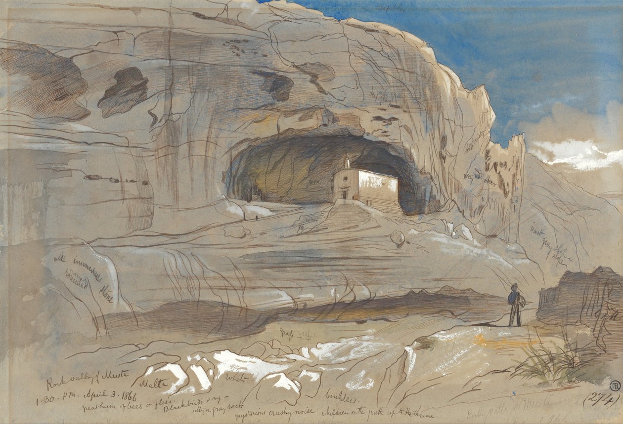 Vallée rocheuse de Mosta, Malte, 13h30 (3 avril 1866) - Edward Lear