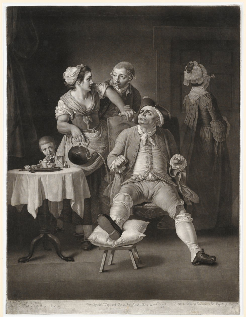 Le débauché puni par la négligence et le mépris, gravure réalisée par Valentine Green, 1775 - Edward Penny