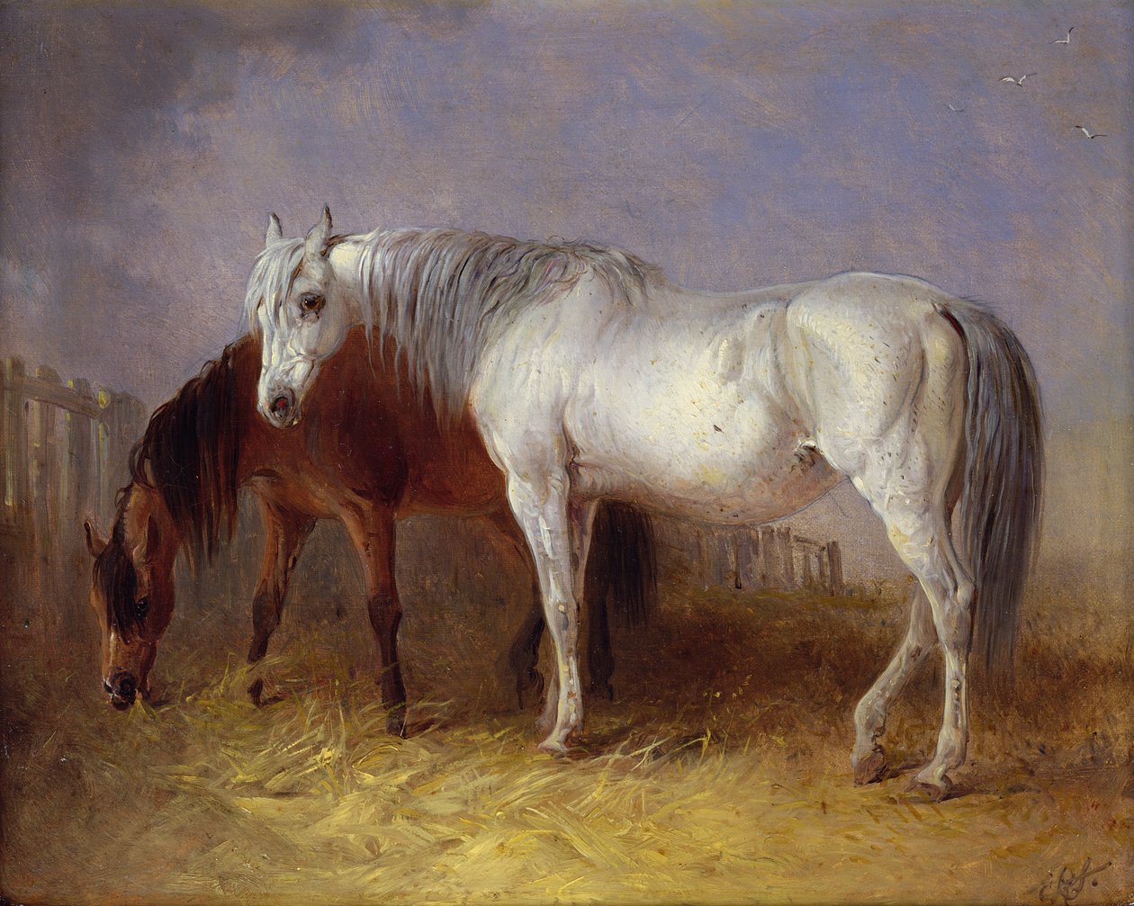 Chevaux gris et alezans - Edward Robert Smythe