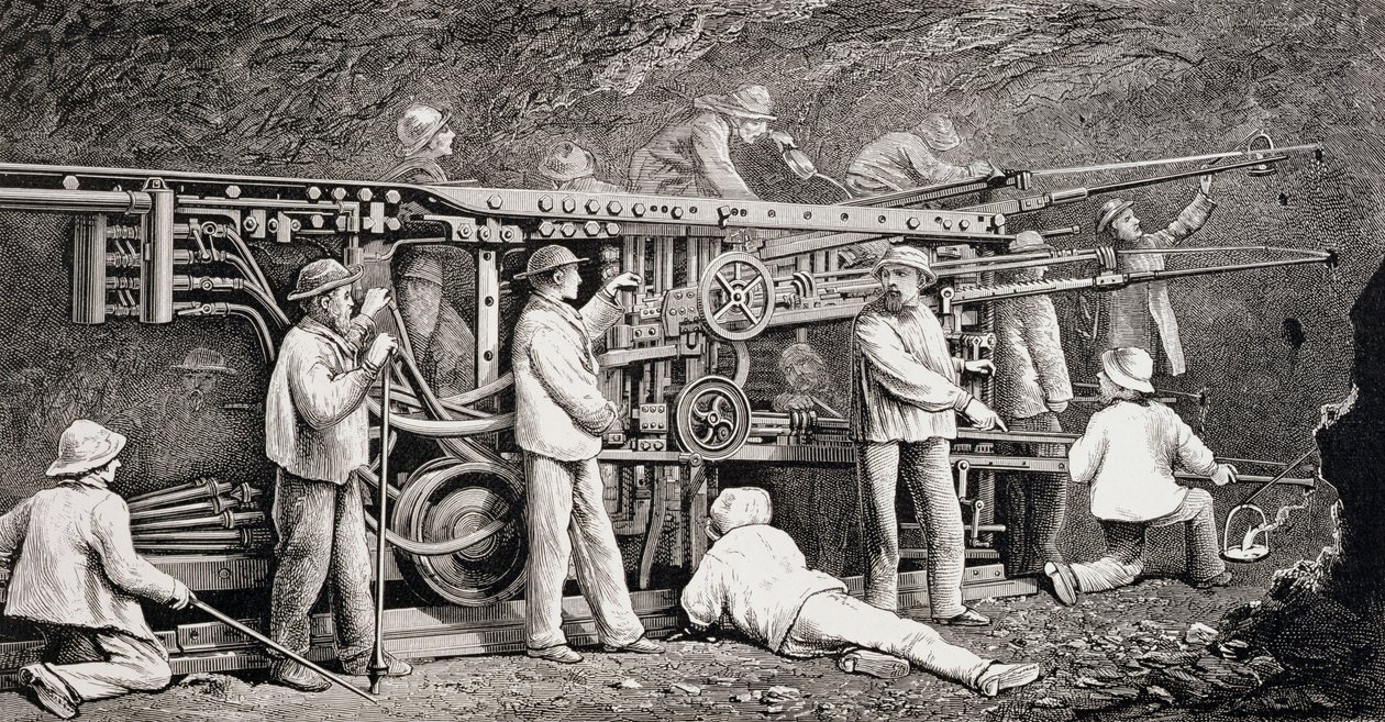 Galerie avancée du côté français du tunnel du Mont Cenis, avec les 