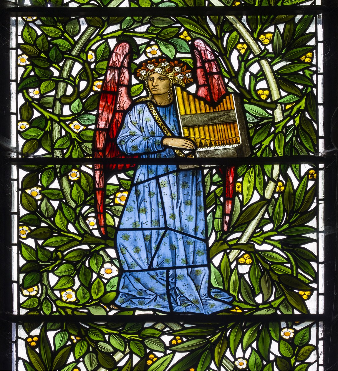Nun Monkton, St Mary, Morris Marshall & Faulkner & Co, William Morris, Edward Burne-Jones, Musicien ange, 1873 - Edward and Morris Burne-Jones