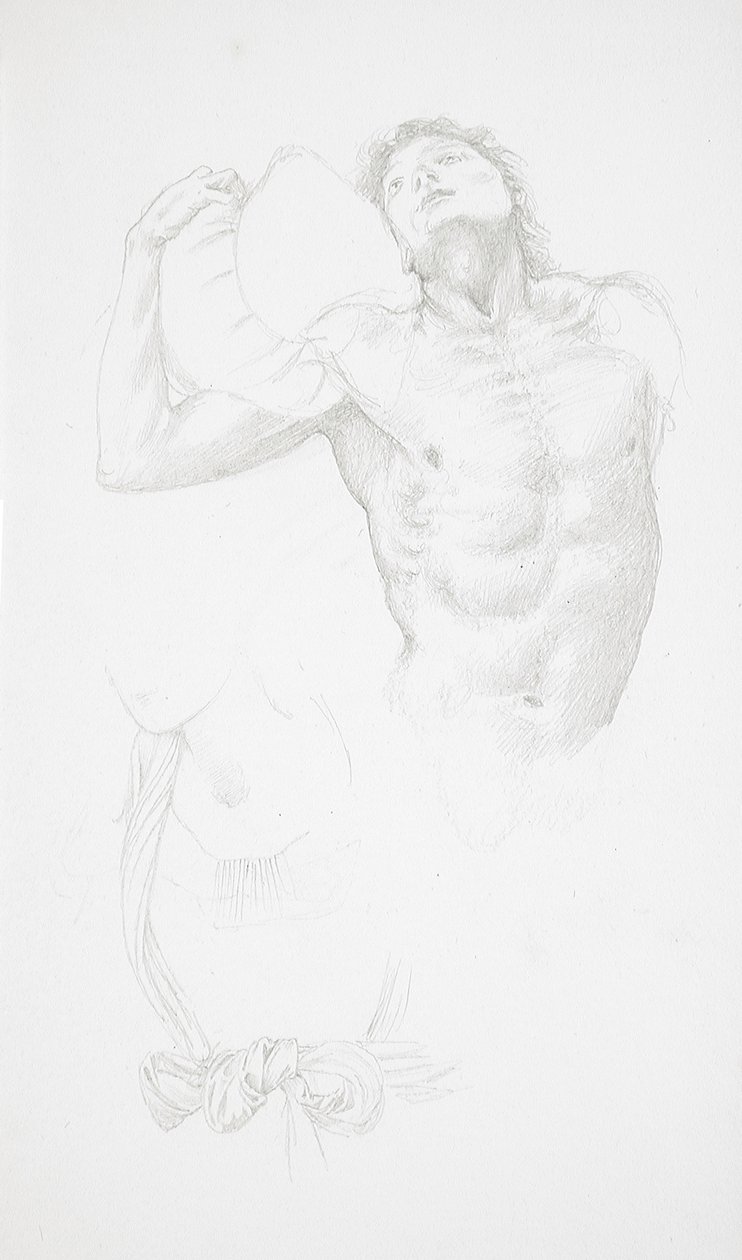 Nu masculin tenant un coussin - Edward Burne-Jones