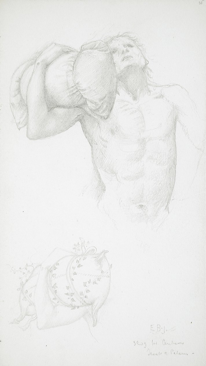 Nu masculin tenant un coussin - Edward Burne-Jones