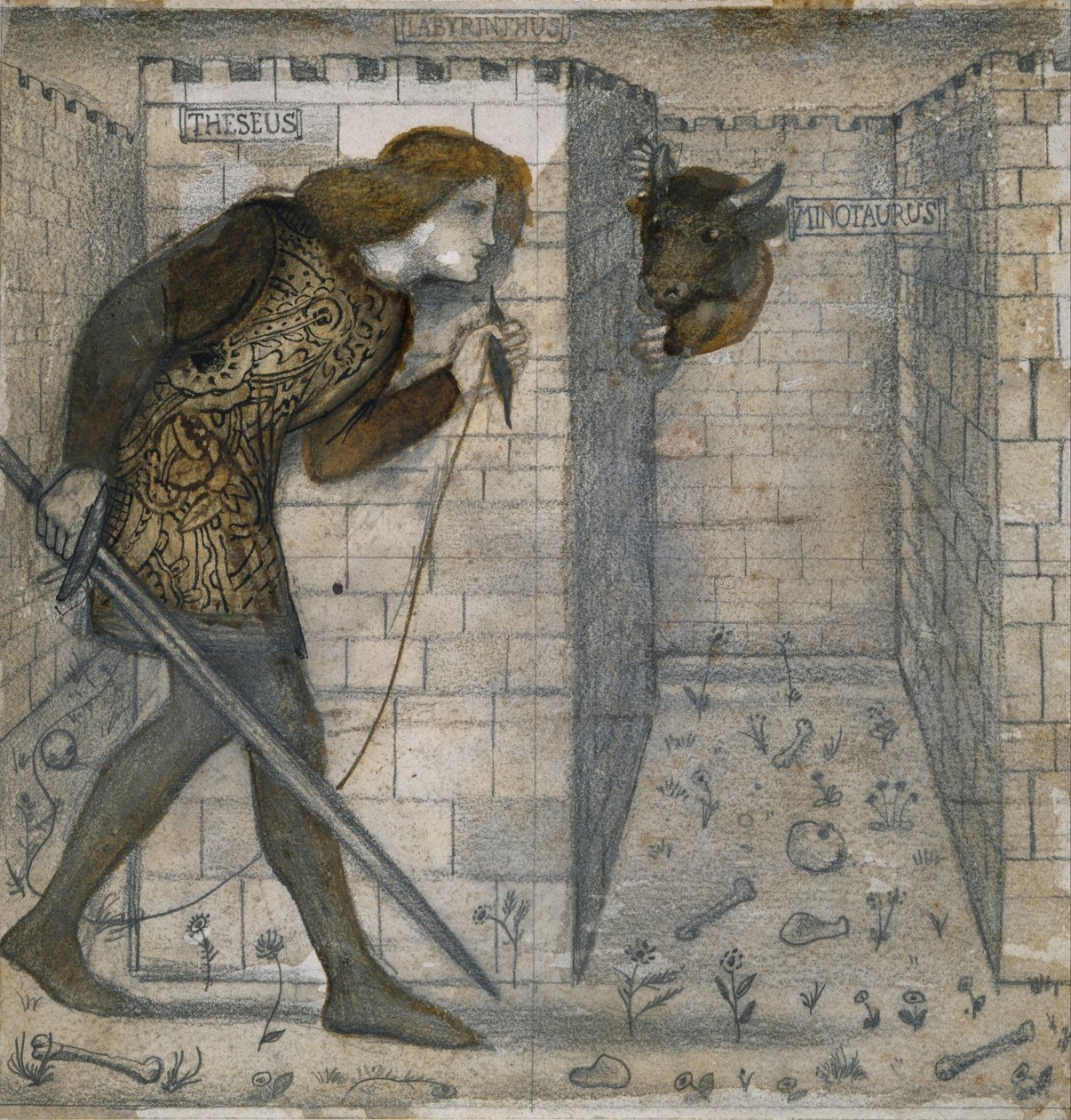Design de tuiles - Thésée et le Minotaure dans le Labyrinthe - Edward Burne-Jones
