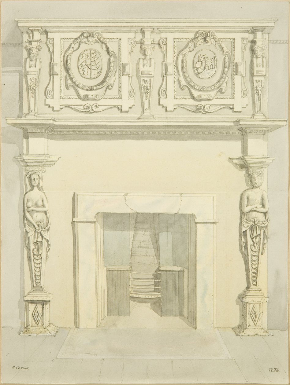 Cheminée dans le bureau de Messrs Harris, anciennement partie du 