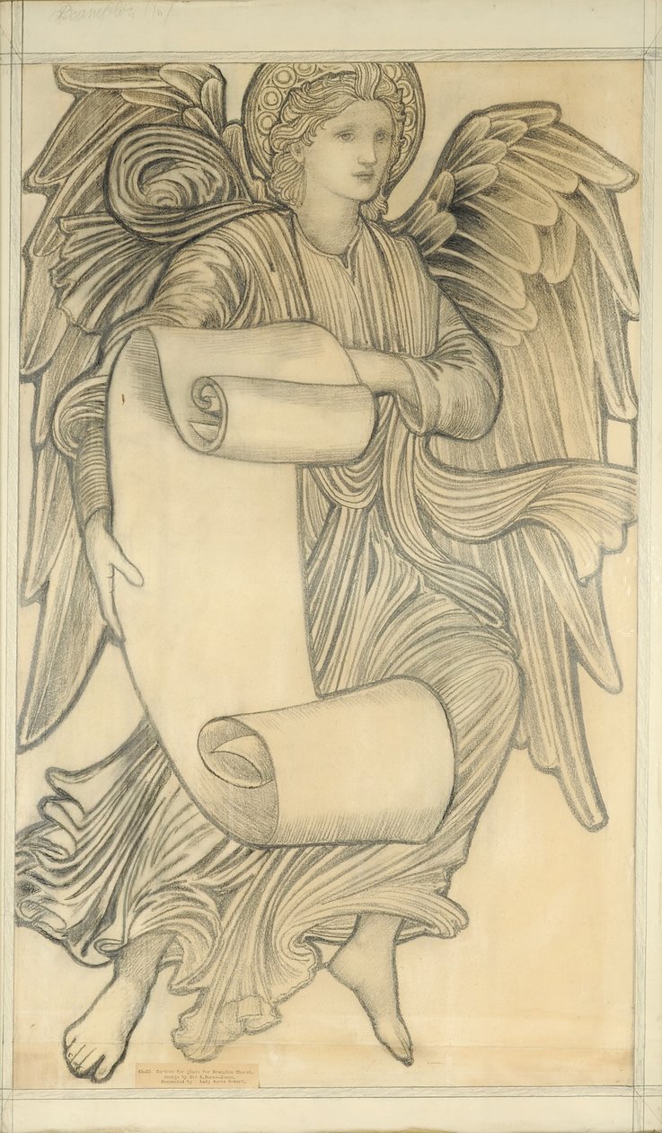 Ange avec parchemin - figure numéro sept, 1880 - Edward Burne-Jones
