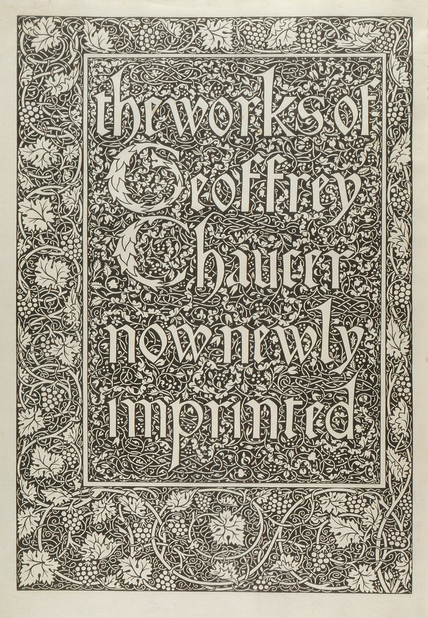 Page de titre, des Œuvres de Geoffrey Chaucer nouvellement imprimées, gravée par William Morris (1834-96) 1896 - Edward Coley after Burne Jones