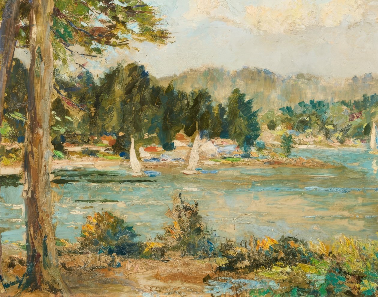 Bateaux à voile sur le lac - Edward Cucuel