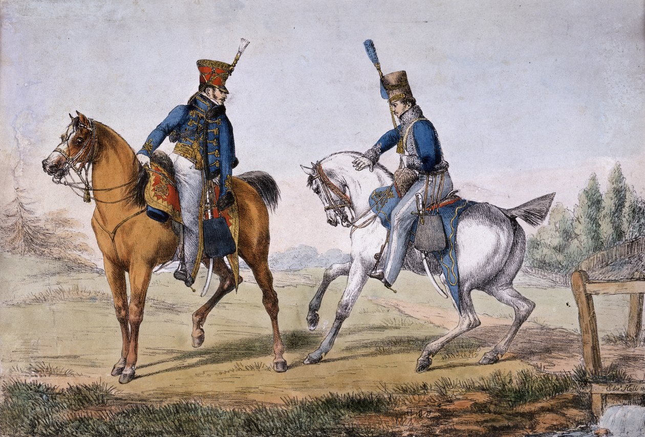 Officiers des 10e et 18e Hussards, publié par Ackerman