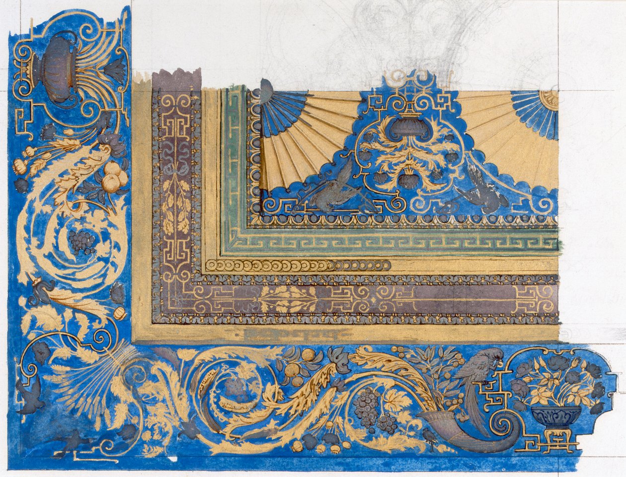 Design pour le plafond central de la salle de billard à Wortley Hall - Edward John Poynter