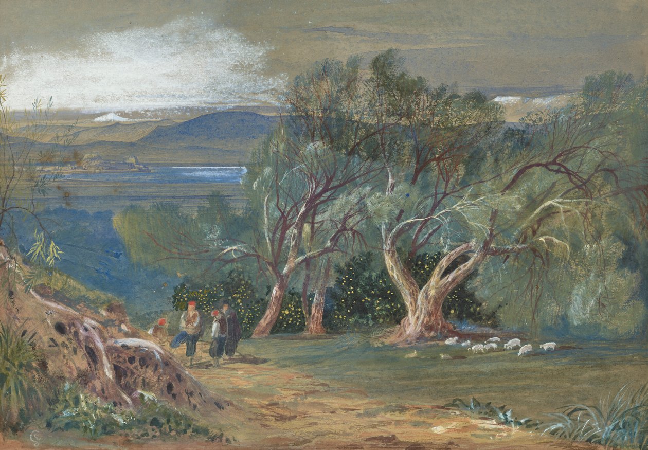 Vue lointaine de Corfou depuis Viros - Edward Lear