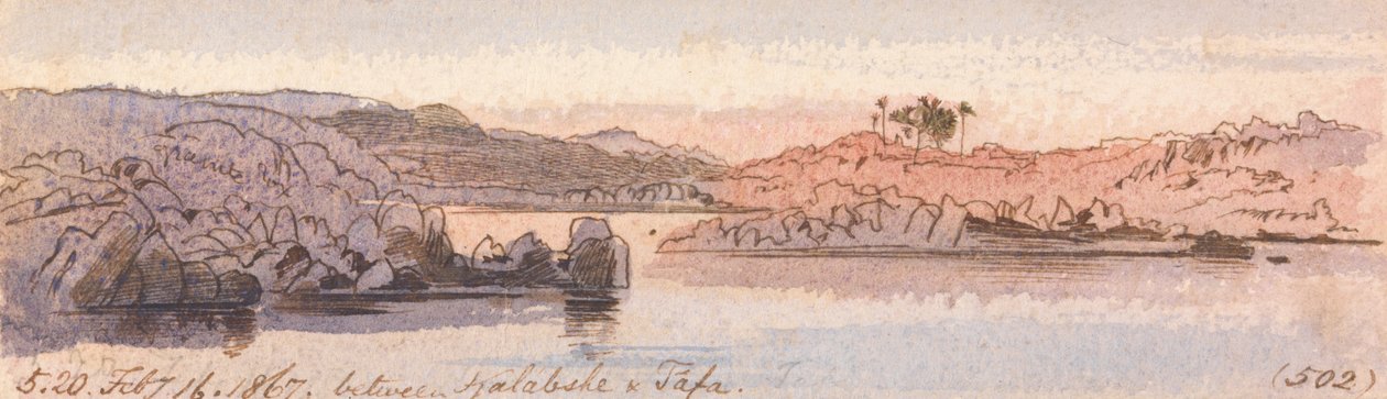 Entre Kalabshee et Tafa, 17h20, 16 février 1867 (502) - Edward Lear