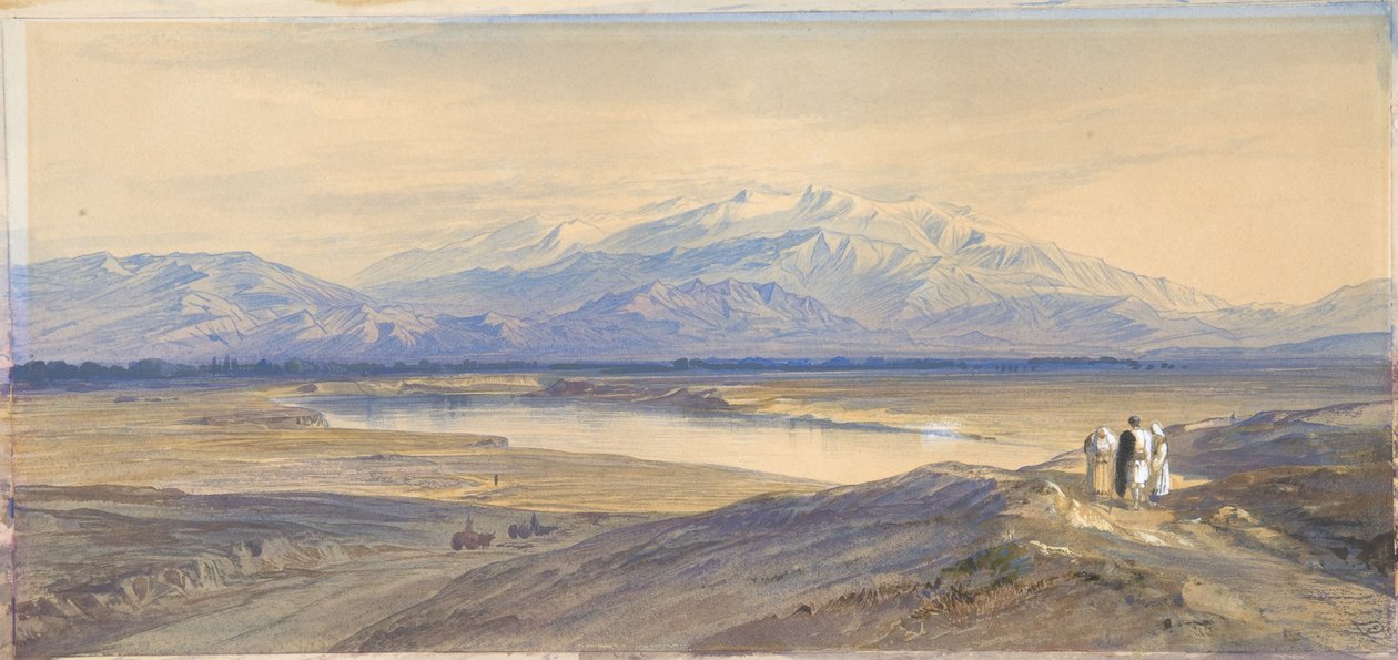 Le mont Olympe vu depuis Larissa, en Thessalie (Grèce) - Edward Lear
