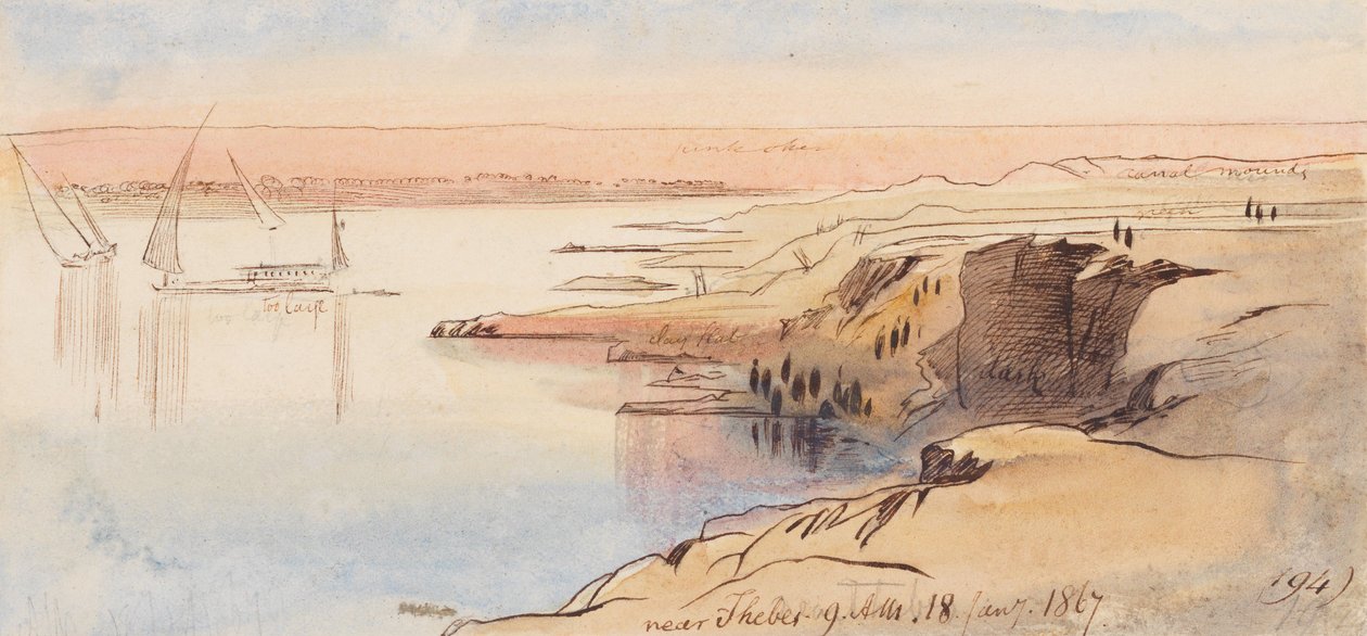 Près de Thèbes ; 9 h, le 18 janvier 1867 (194) - Edward Lear