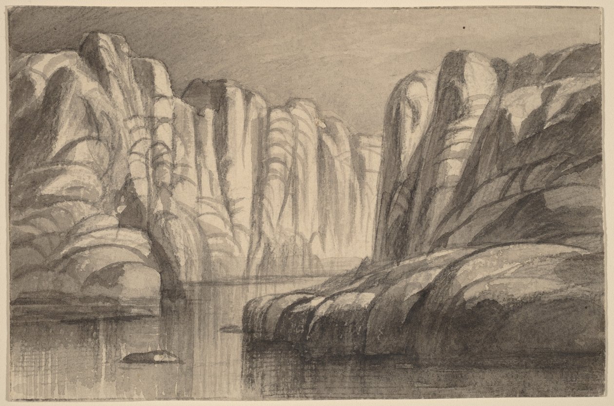 Rivière serpentant à travers une formation rocheuse (Philae, Égypte) - Edward Lear