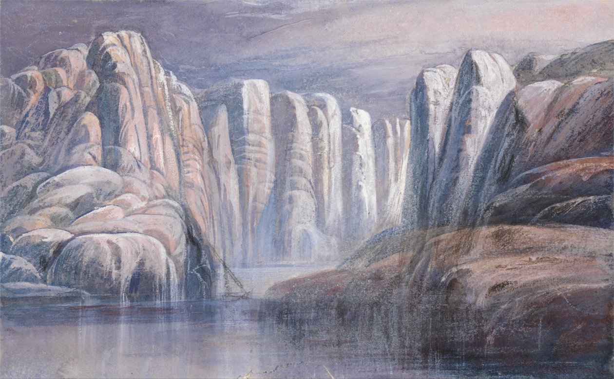 Col de la rivière, entre des falaises de roches arides - Edward Lear