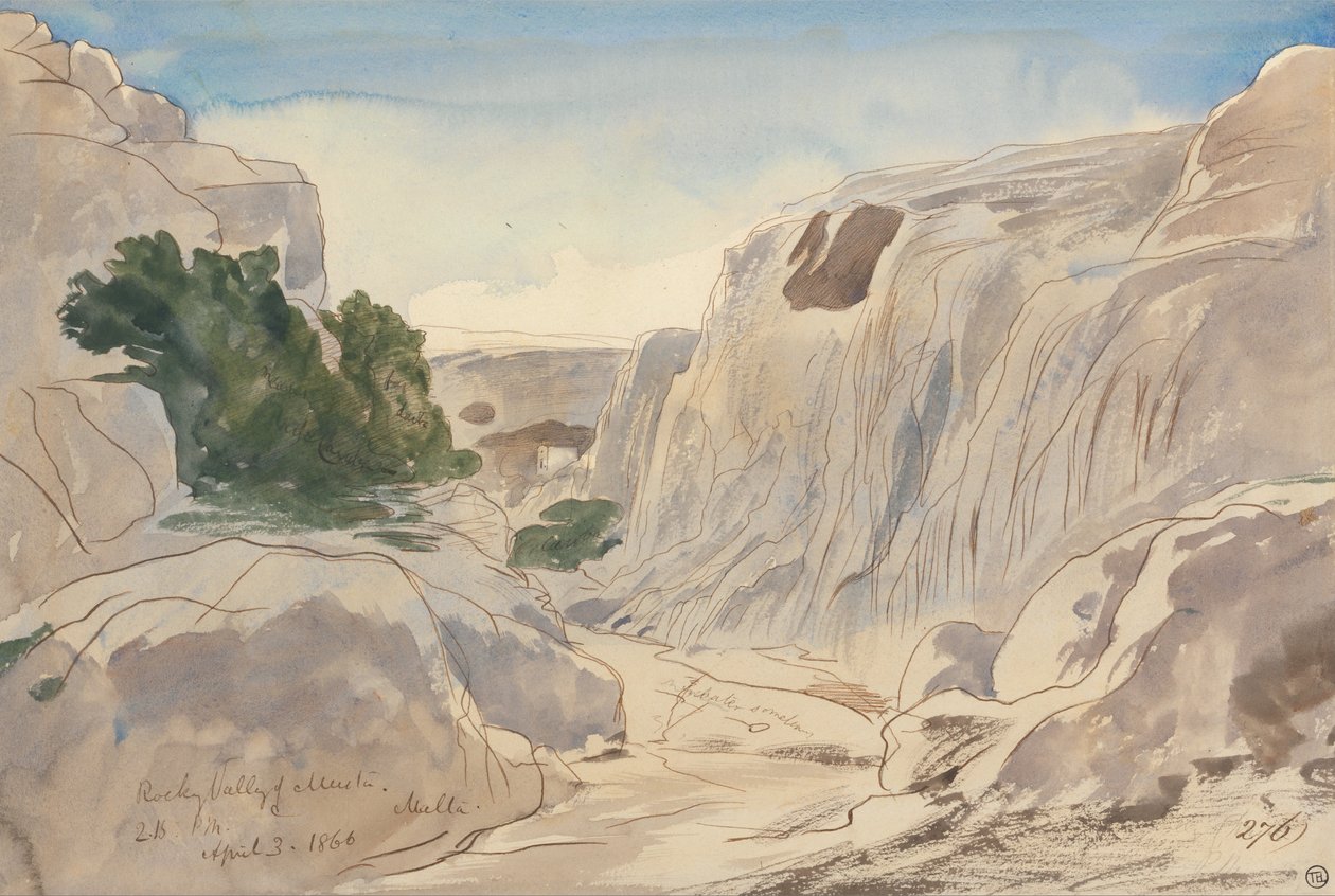 Vallée rocheuse de Mosta, Malte, 14 h 15 (3 avril 1866) - Edward Lear