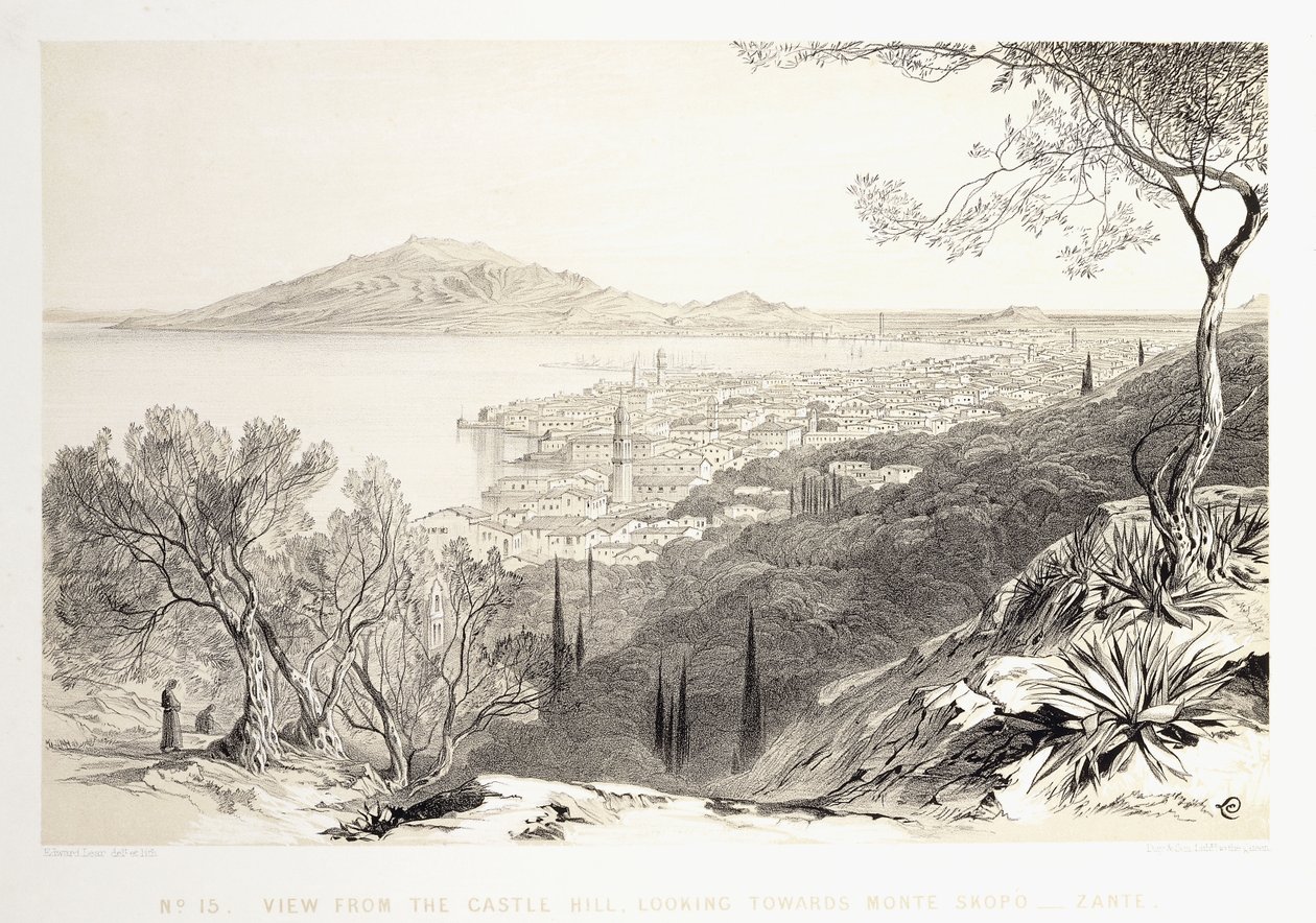 Vue depuis la colline du château, en direction du mont Skopo, Zante, 1863 - Edward Lear