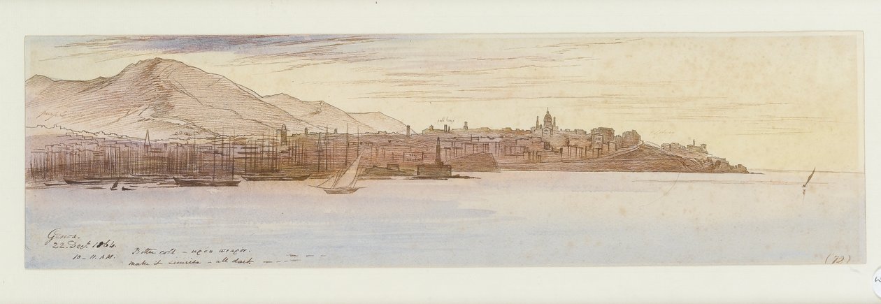 Vue de Gênes, 1864 - Edward Lear