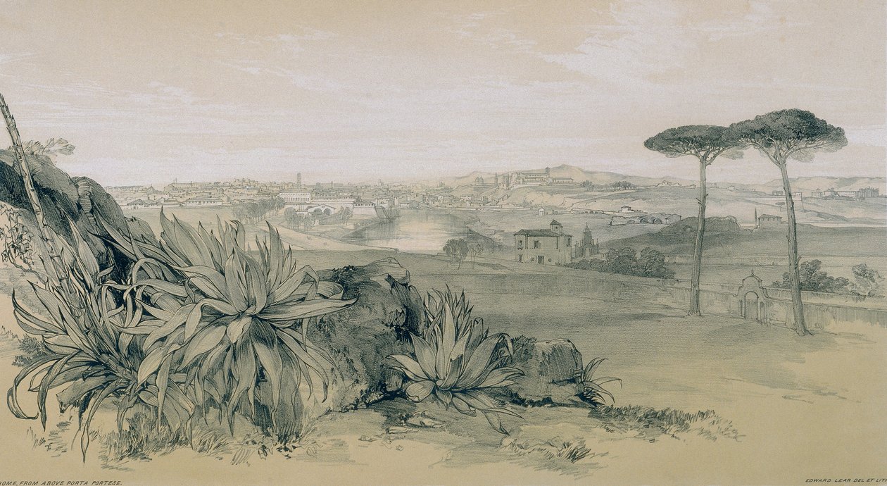 Rome depuis une villa au-dessus de Porta Portese - Edward Lear