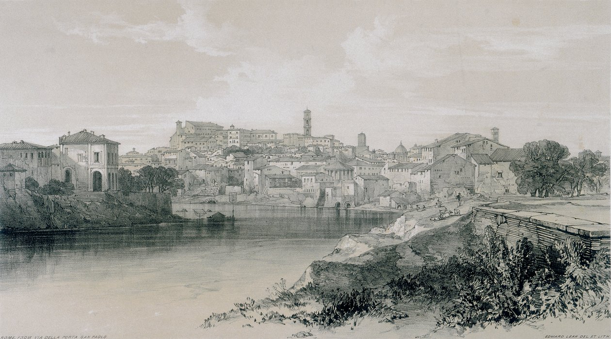 Rome depuis la via Porta San Paolo - Edward Lear