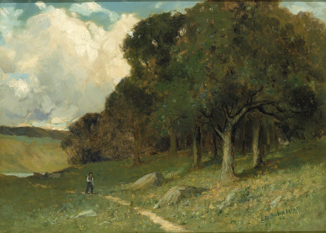 Sans titre (homme sur un chemin avec des arbres en arrière-plan) - Edward Mitchell Bannister