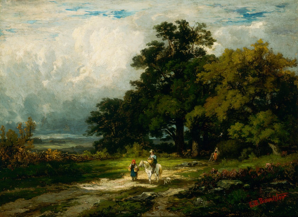 Homme sans titre à cheval avec femme et chien - Edward Mitchell Bannister