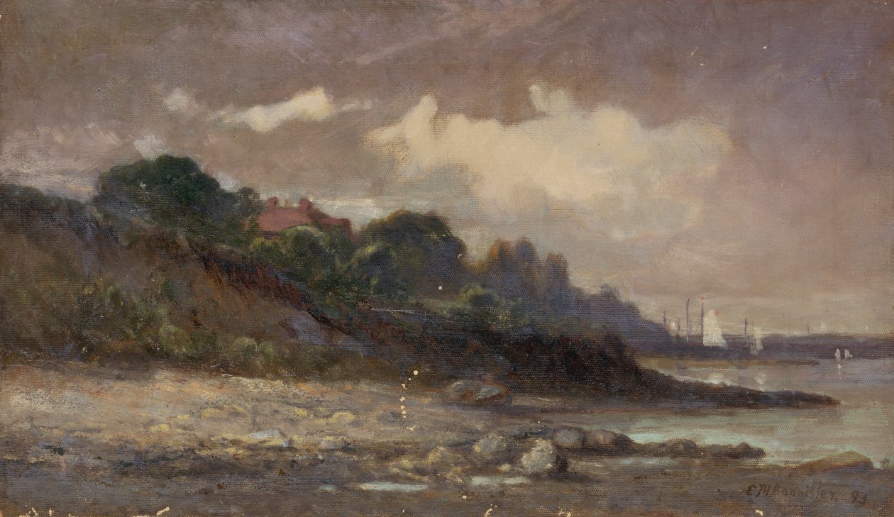 Rivage sans titre avec voiliers et toit - Edward Mitchell Bannister
