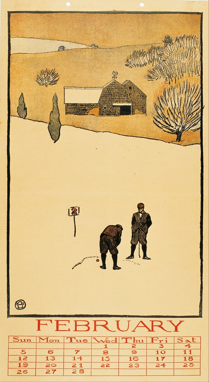 Golfkalender. Februar - Edward Penfield