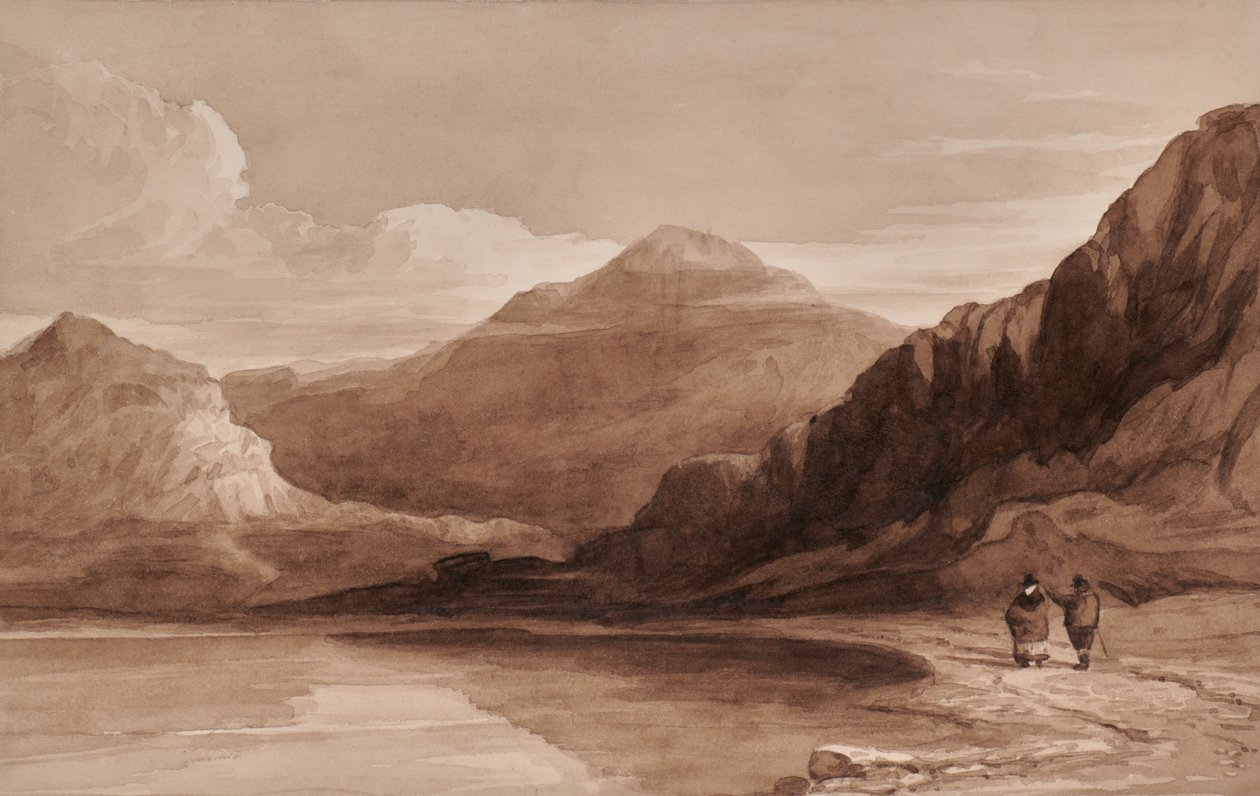 Paysage avec figures et montagne - Edward Pretty