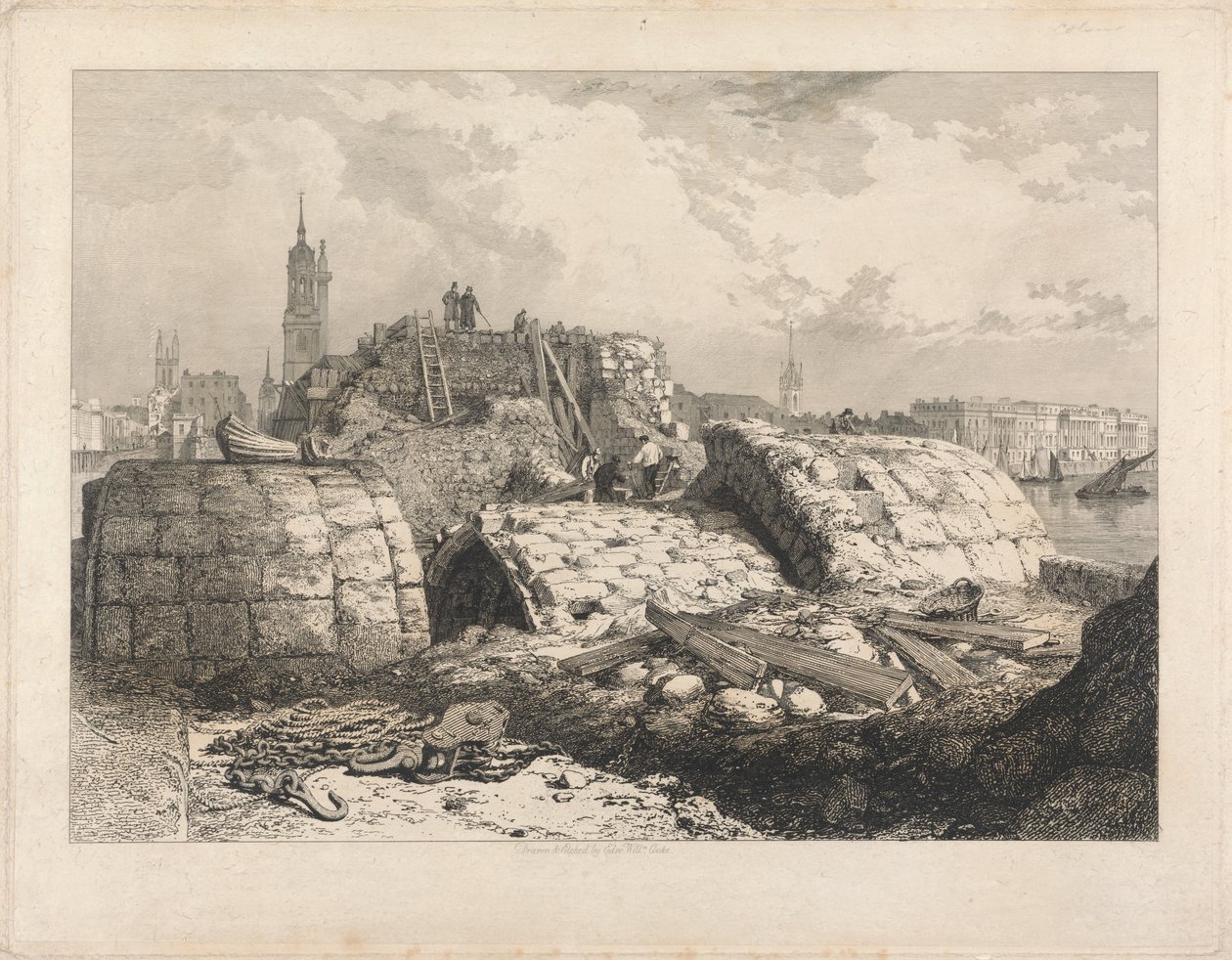 London Bridge - démolition - Edward William Cooke