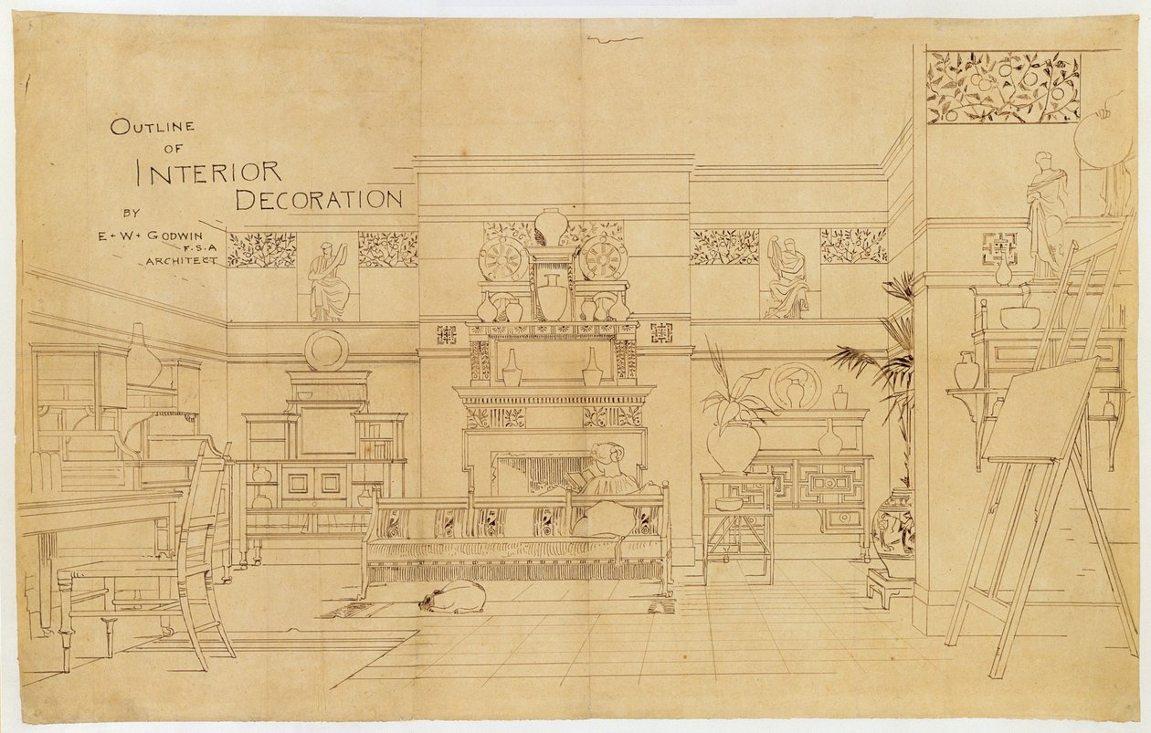 Esquisse de décoration intérieure - Edward William Godwin