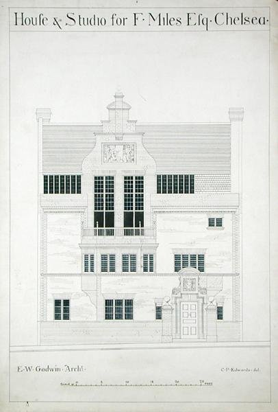 Maison et studio pour F. Miles Esq, Chelsea, gravé par C.P. Edwards - Edward William after Godwin