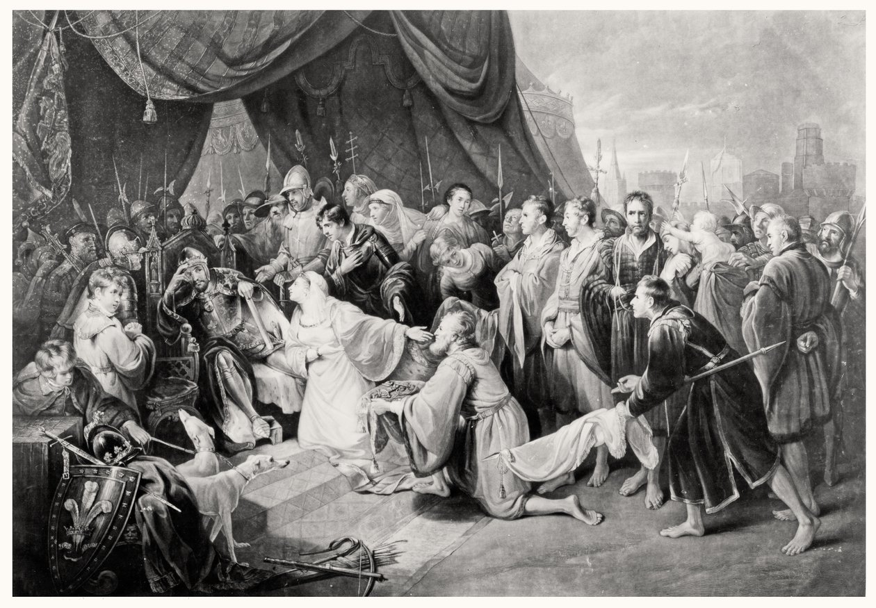 La Reddition de Calais, 4 août 1347, gravée par John Young - Edward after Bird