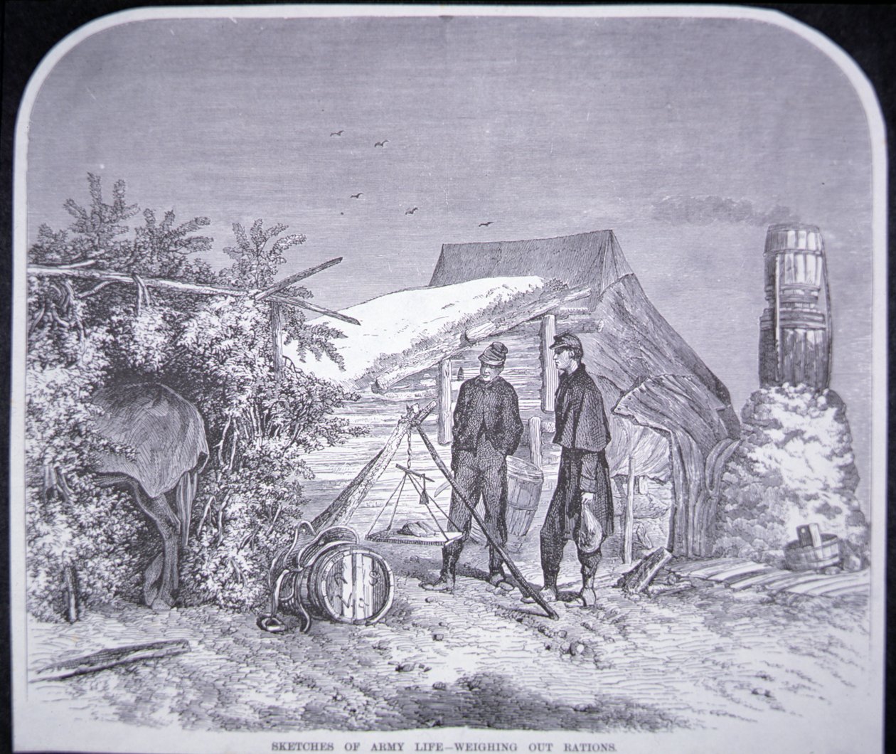Esquisses de la vie militaire - Pesée des rations, de 