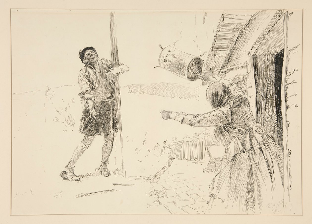 Christopher Sly, illustration pour Introduction, Scène ii, La Mégère apprivoisée - Edwin Austin Abbey