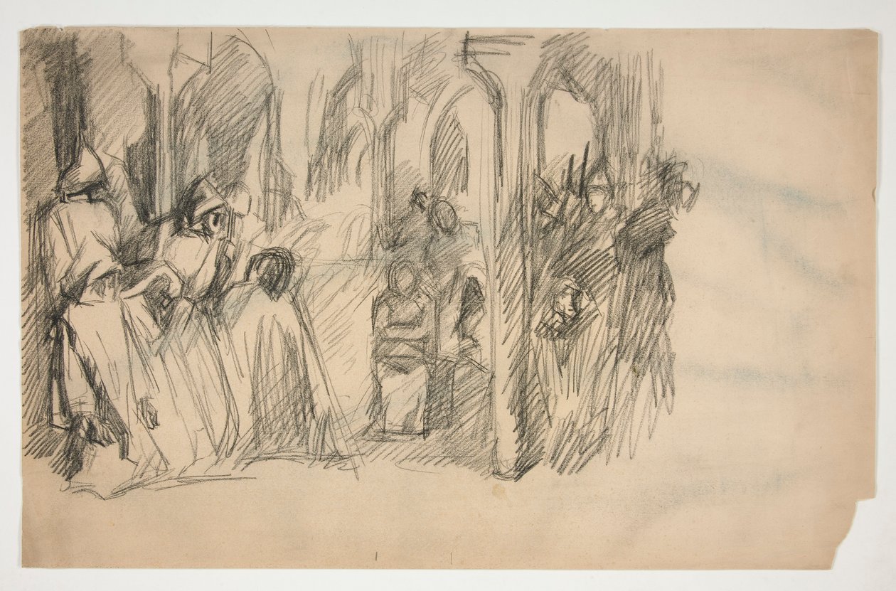 Étude de composition pour la série de fresques La Quête du Saint Graal à la bibliothèque publique de Boston - Edwin Austin Abbey
