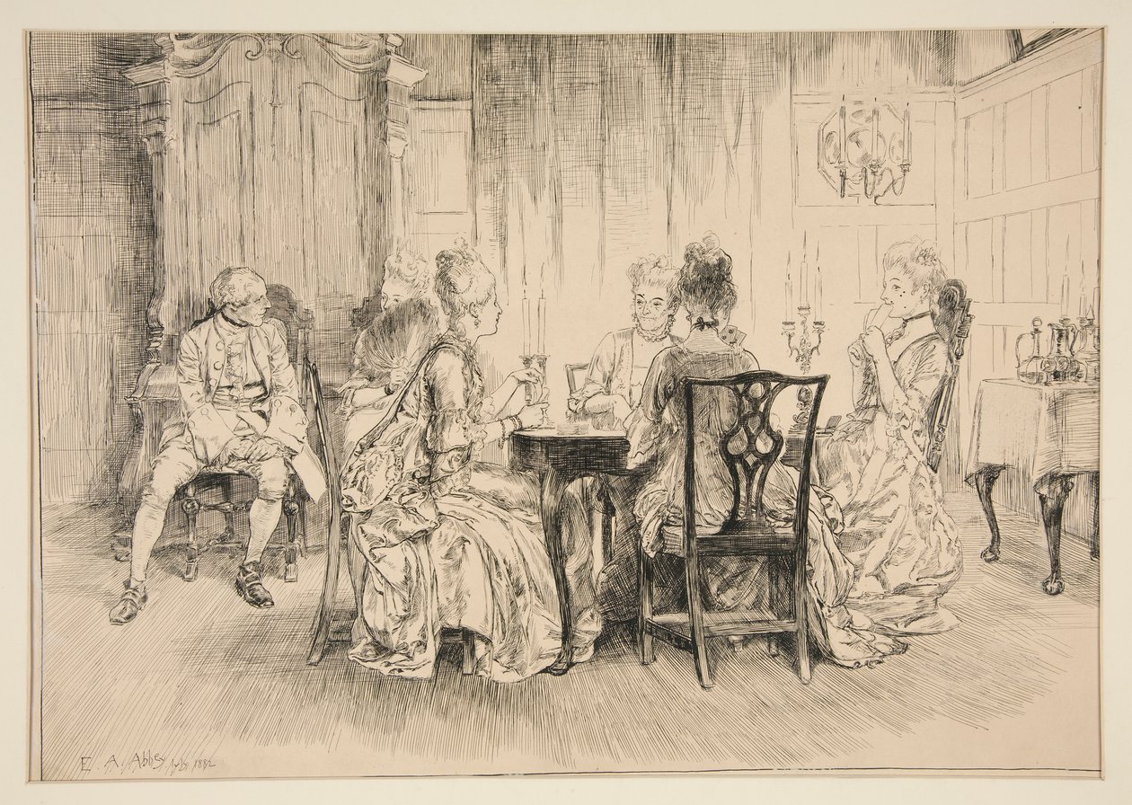 Scène de dîner - illustration pour Austin Dobson - Edwin Austin Abbey