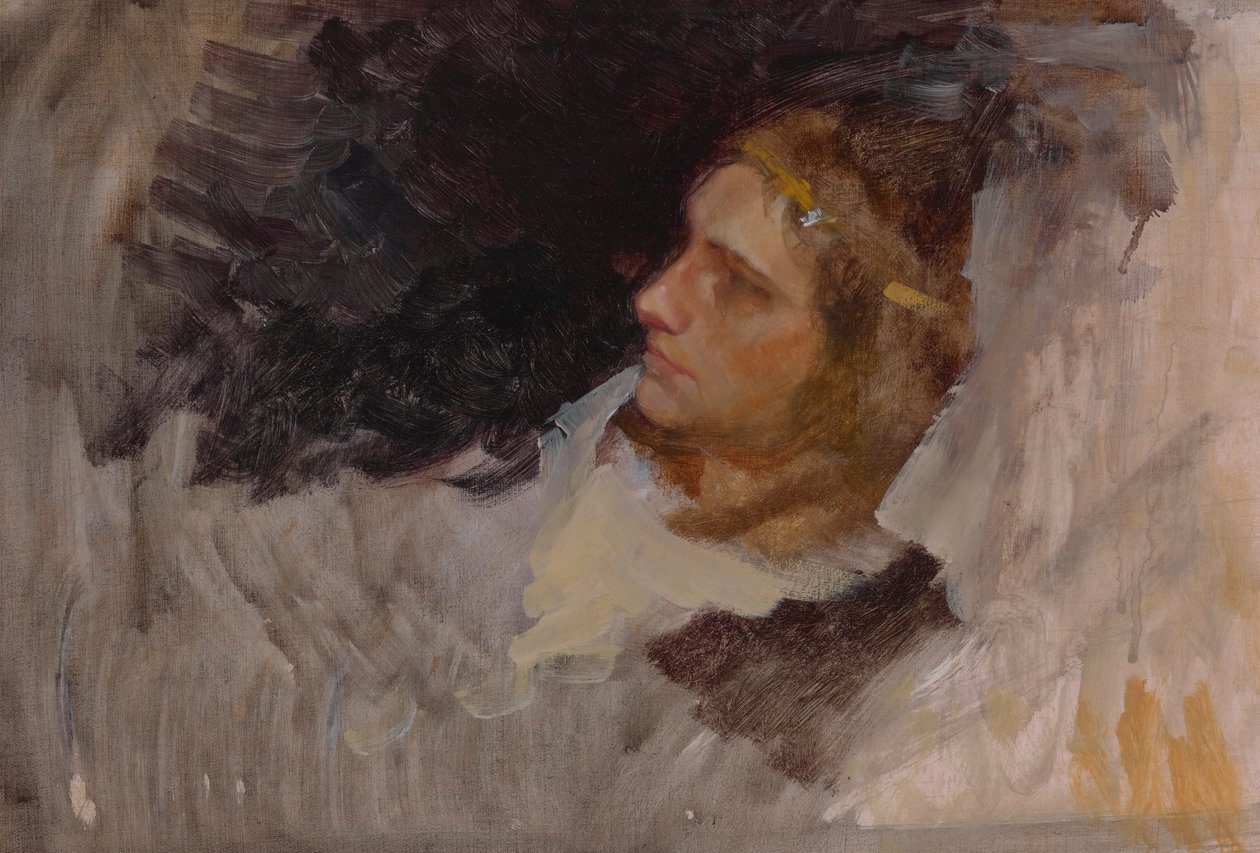Étude de figure de Hamlet, pour la scène de la pièce, Hamlet, Acte III, Scène II - Edwin Austin Abbey
