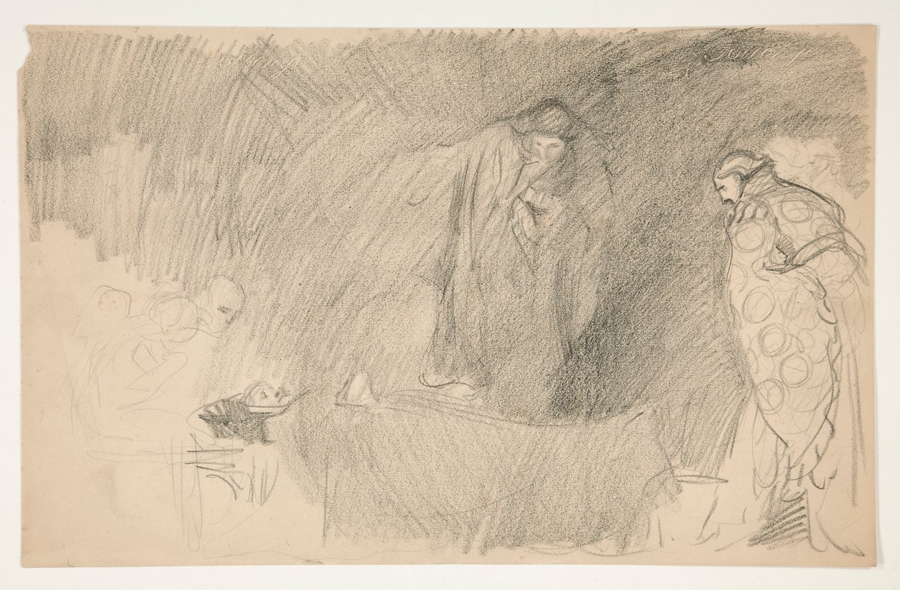 Figure en repos, croquis pour une pièce de Shakespeare non identifiée - Edwin Austin Abbey