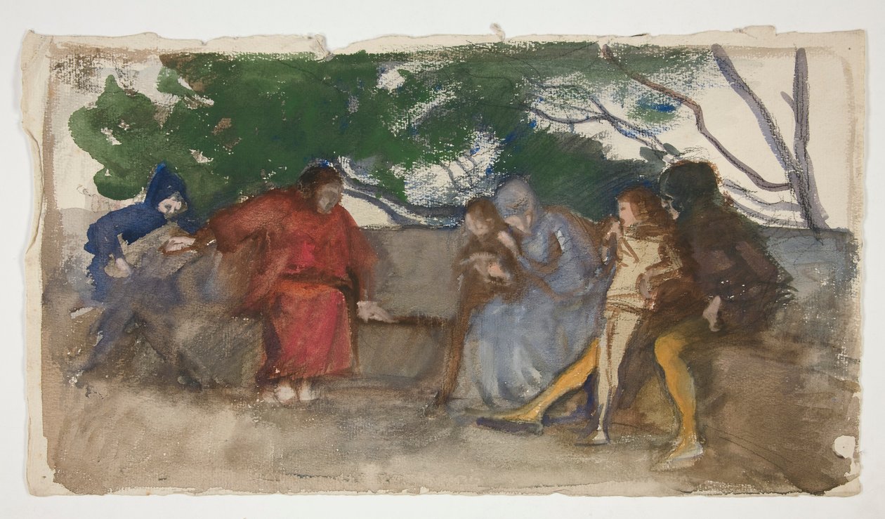 Figures assises le long d