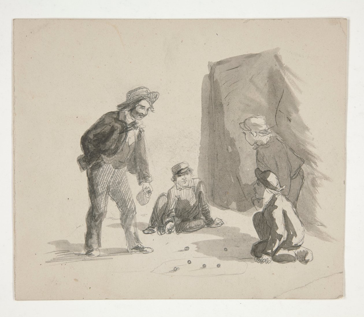 Quatre garçons jouant aux billes (recto) ; Illustration non identifiée d