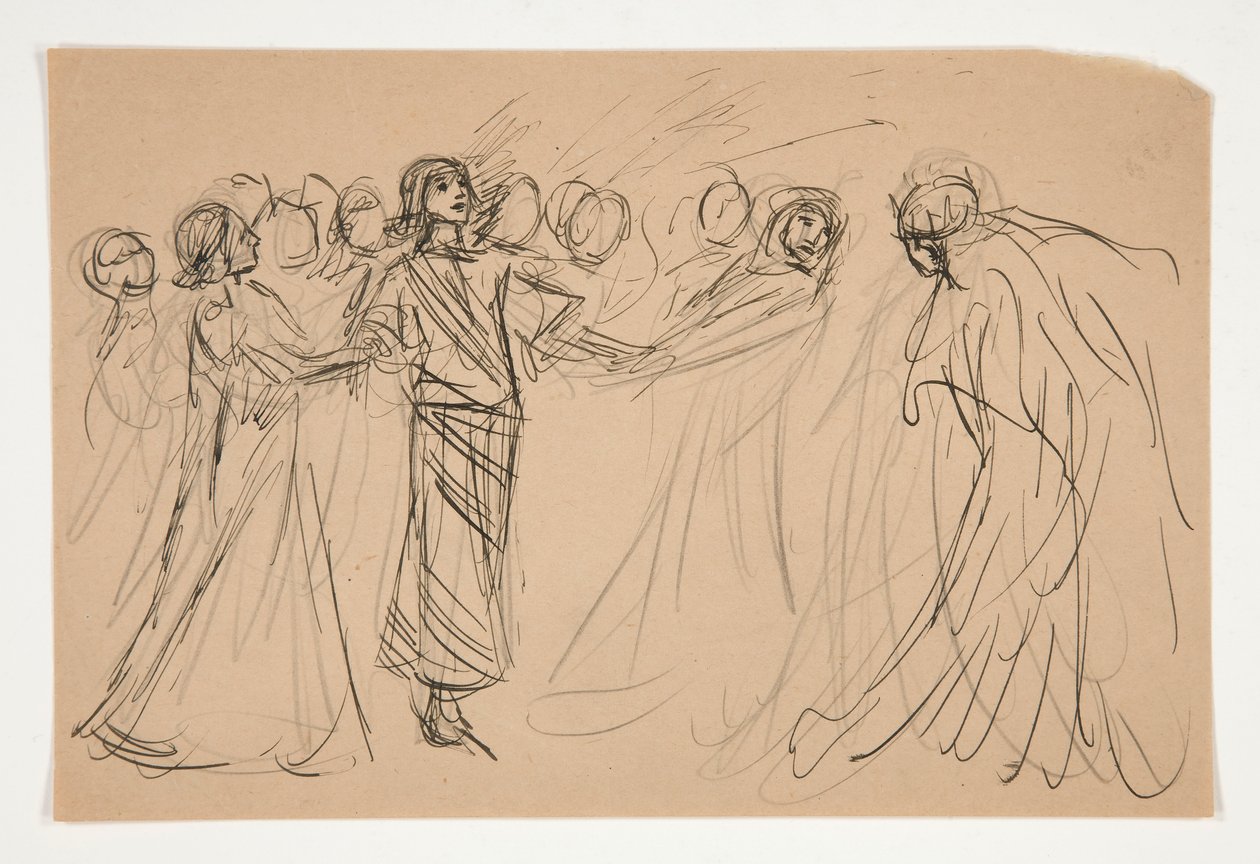 Galahad et les Vertus captives, étude pour La Quête du Saint Graal (série de quinze peintures pour la Bibliothèque publique de Boston, achevée en 1901) - Edwin Austin Abbey