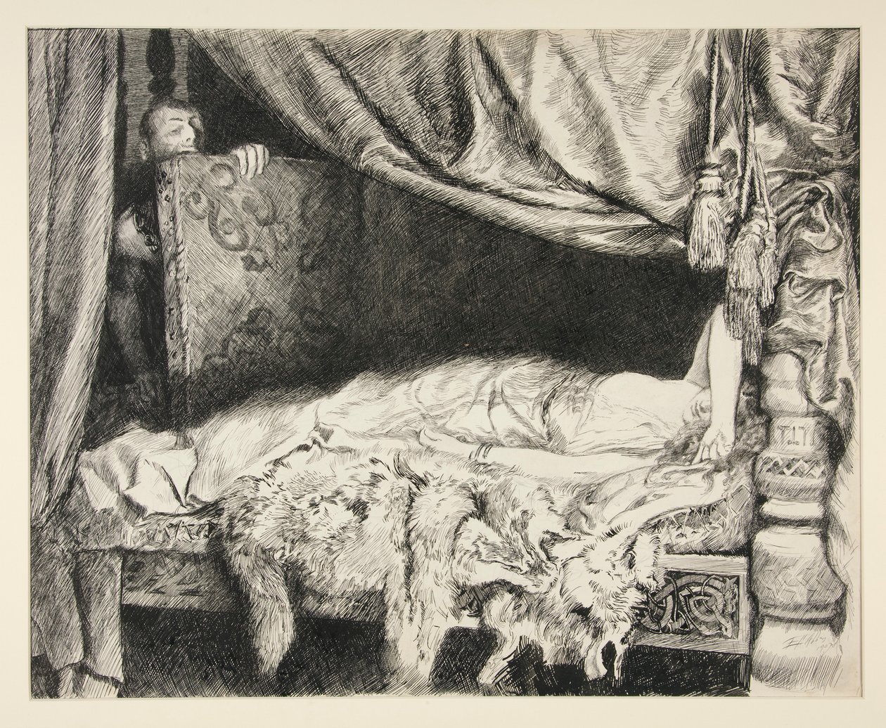 Iachimo vole dans le coffre - Acte II, Scène II, Cymbeline - Edwin Austin Abbey