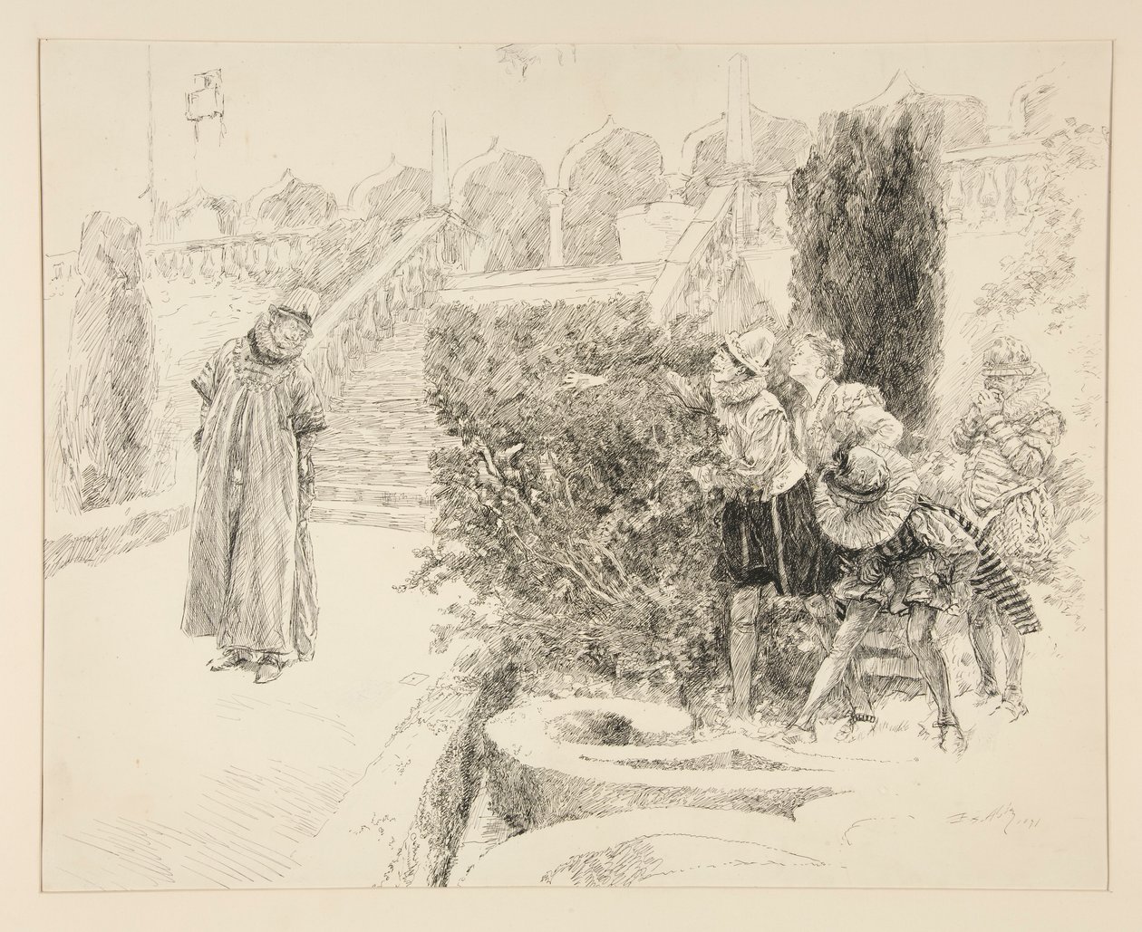 Malvolio trouve la lettre, illustration pour Acte II, Scène v, La Nuit des rois - Edwin Austin Abbey