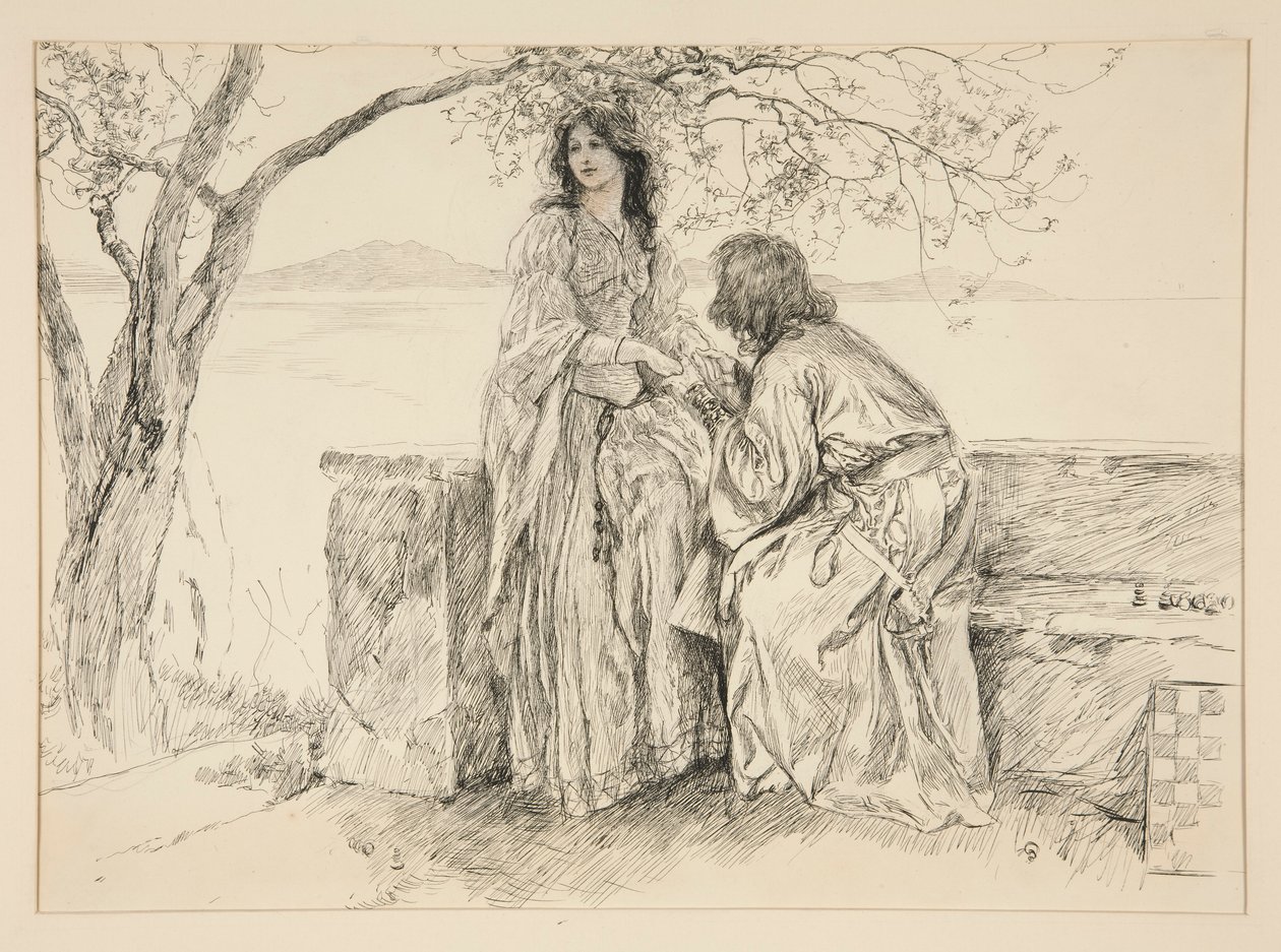 Miranda et Ferdinand, illustration pour Acte V, Scène i, La Tempête - Edwin Austin Abbey